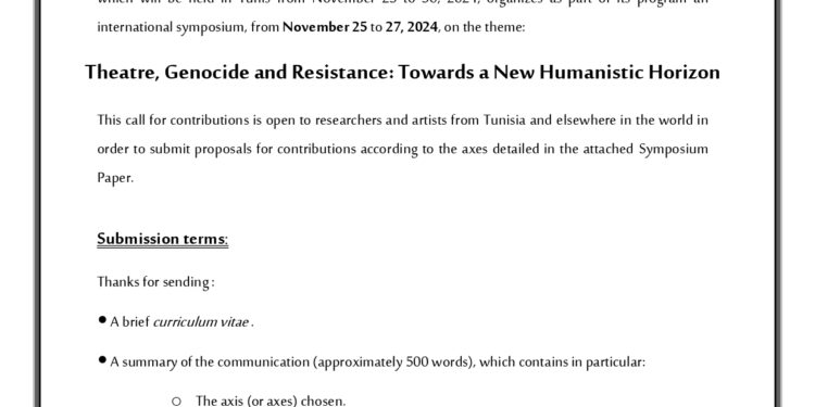 Call for contributions to the International Scientific Symposium of the 25th edition of Carthage Theater Days