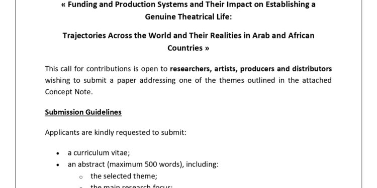 Call for Contributions International Symposium of the 27th Edition of Carthage Theatre Days
